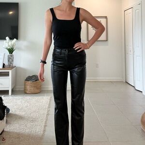 Abercrombie & Fitch Black Faux Leather High-Rise Straight Pants